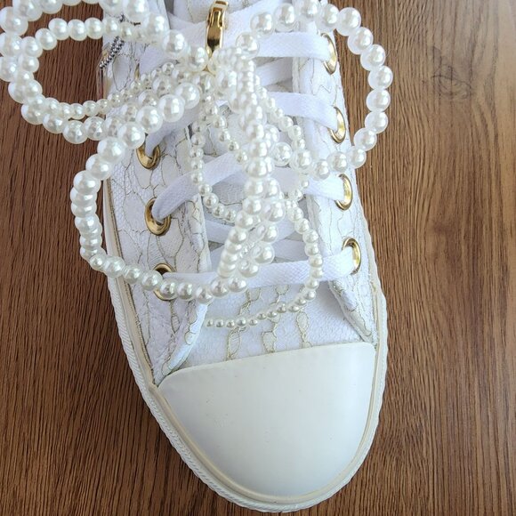 ⭐Converse Chuck Taylor Platform Pearls Lace 7 Women Shoes Party Sneaker A15197C - Picture 13 of 16